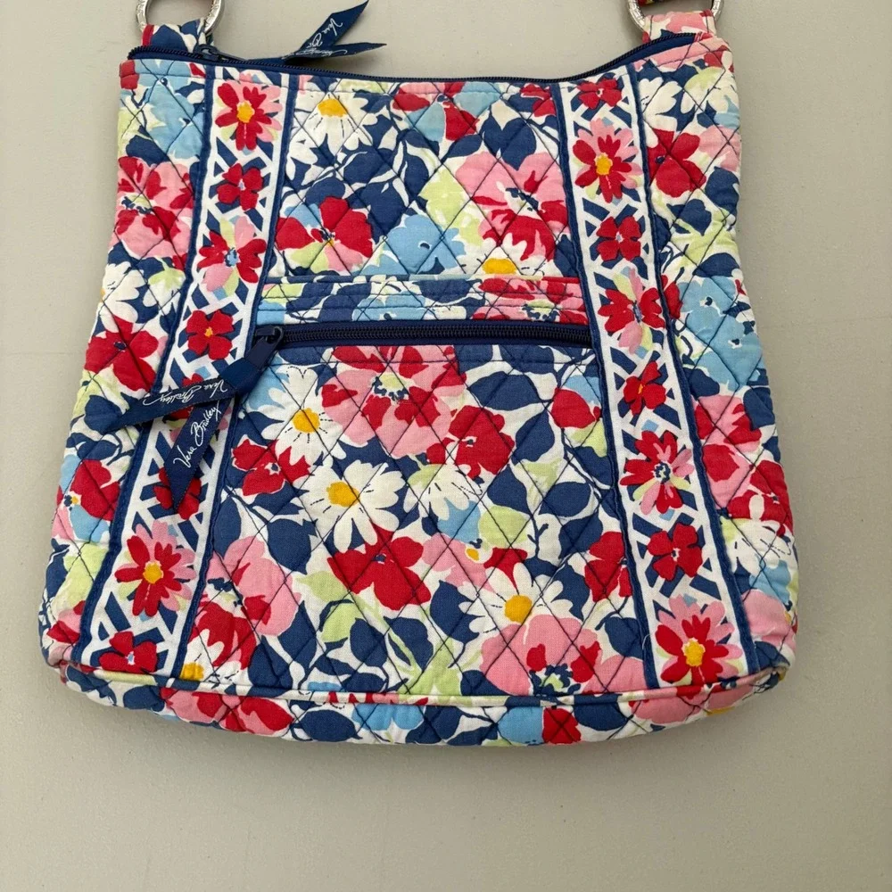 Vera Bradley Hipster Crossbody Bag Floral Quilted Cotton Blue Red Pink Travel